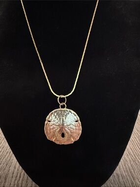 Gold Sand Dollar Pendant Necklace - Women Jewelry